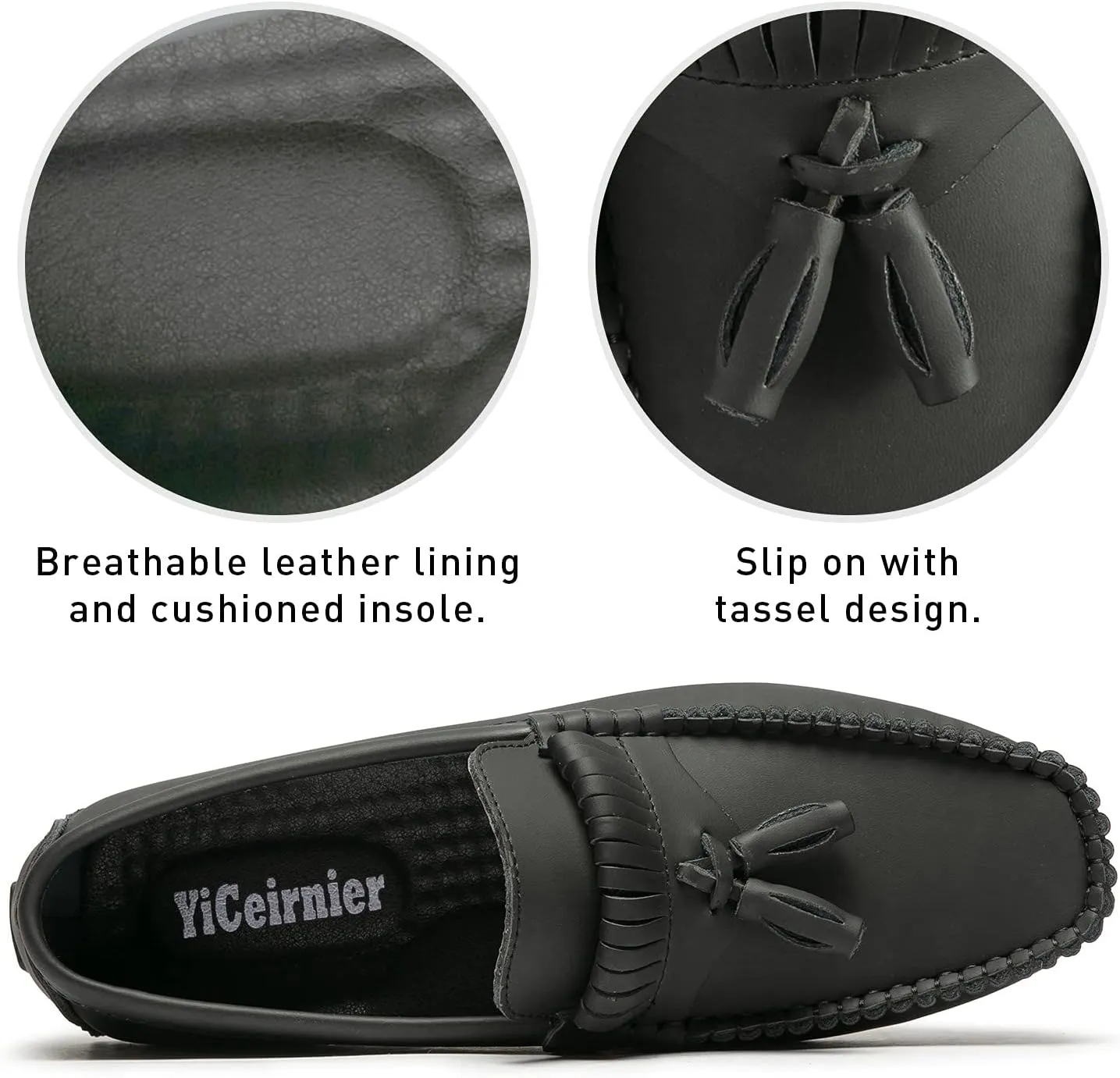 Men's Penny Loafers Slip On Moccasion Shoes Cattle Nubuck Leather Tassel Flat Casual Shoes