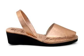 Mibo Avarcas Metallic Rose Gold Wedges Menorcan Sandals