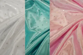 Mini Star Charmeuse Satin Table Runners | Star Satin Table Runner | White, Pink, Blue |