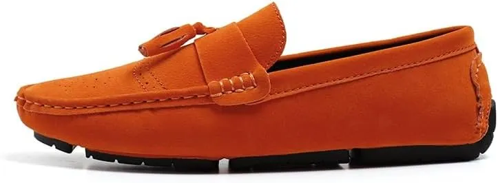 New Mens Loafers Shoe Nubuck Leather Tassel Penny Driving Loafers Anti-Slip Lightweight Flexible Outdoor Slip-on