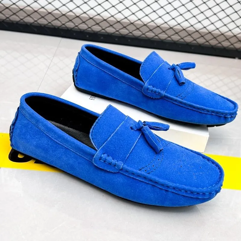 New Mens Loafers Shoe Nubuck Leather Tassel Penny Driving Loafers Anti-Slip Lightweight Flexible Outdoor Slip-on