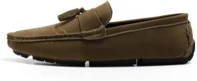 New Mens Loafers Shoe Nubuck Leather Tassel Penny Driving Loafers Anti-Slip Lightweight Flexible Outdoor Slip-on