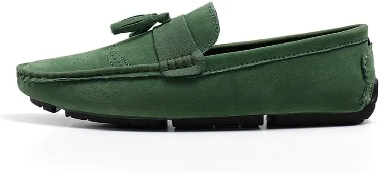 New Mens Loafers Shoe Nubuck Leather Tassel Penny Driving Loafers Anti-Slip Lightweight Flexible Outdoor Slip-on
