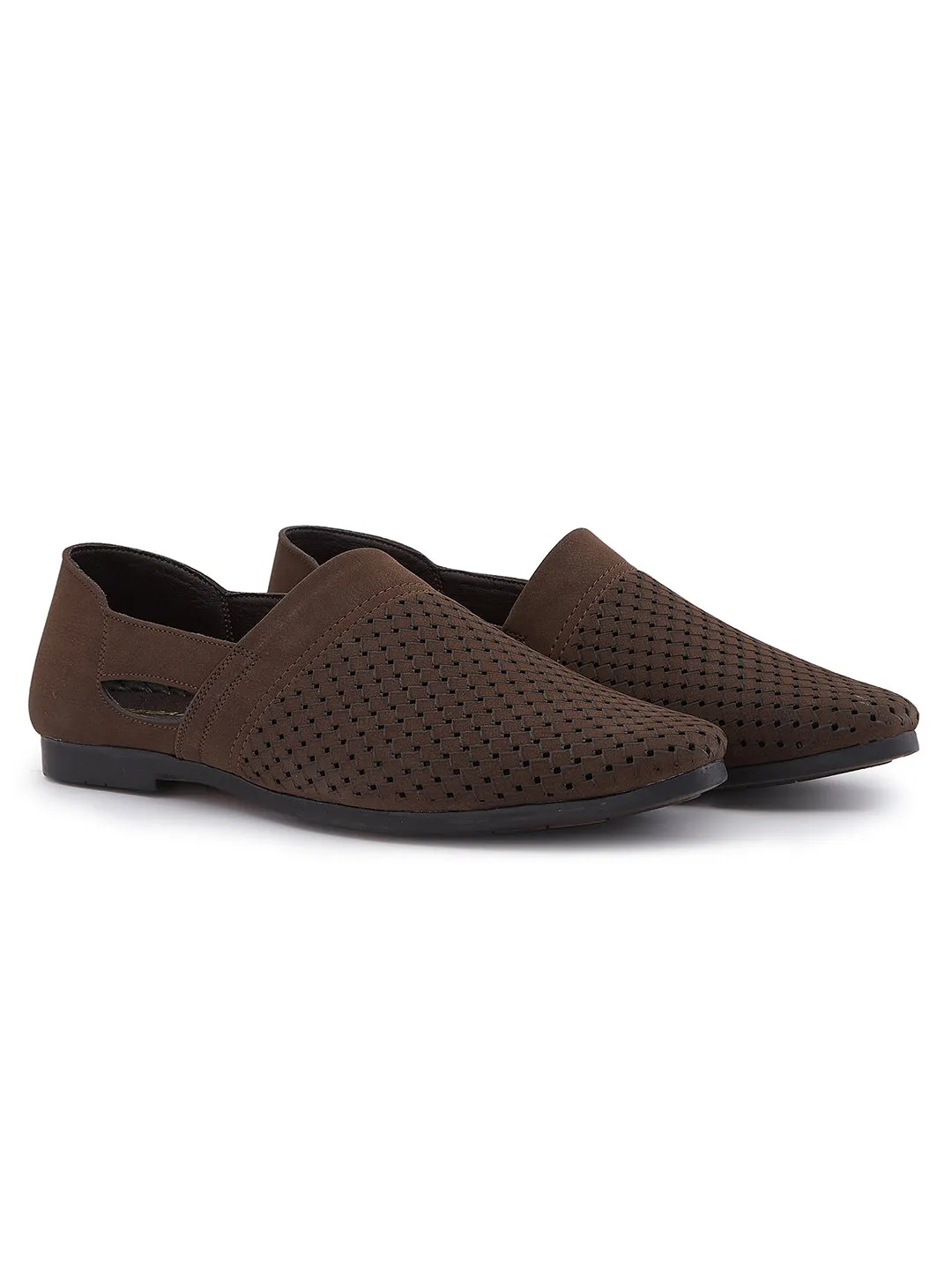 Regal Mens Laser Cut Suede Casual Slip Ons