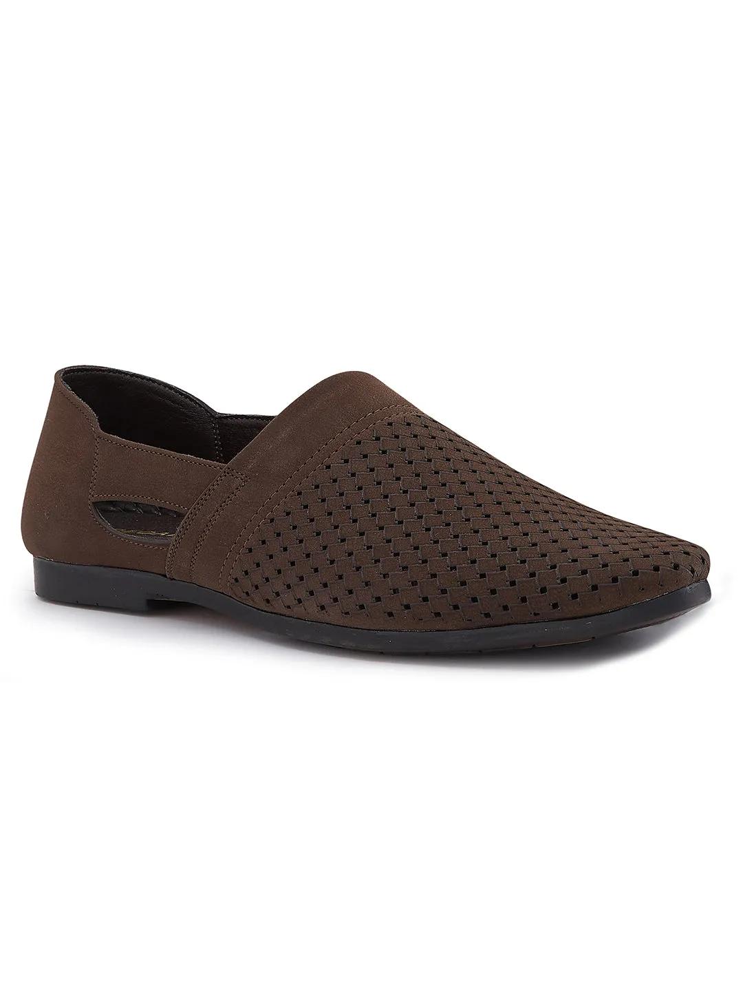 Regal Mens Laser Cut Suede Casual Slip Ons