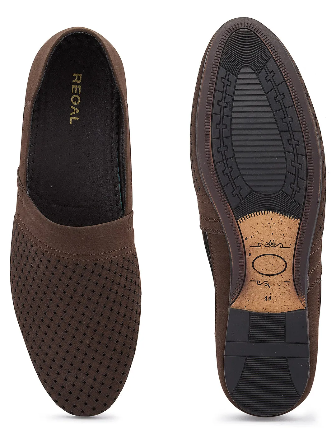 Regal Mens Laser Cut Suede Casual Slip Ons