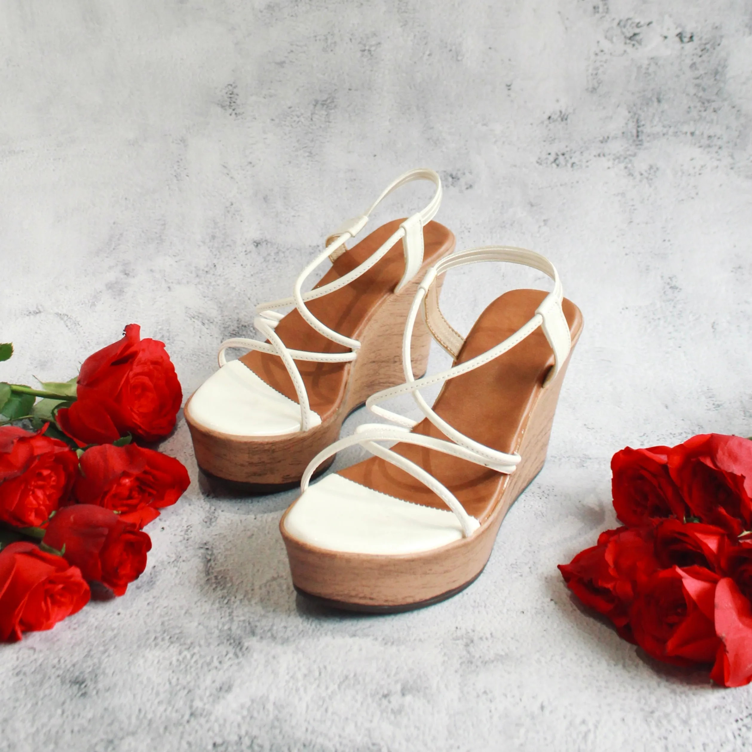 Strappy Wedges - White