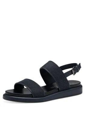 Straw Detail Sandal - Navy