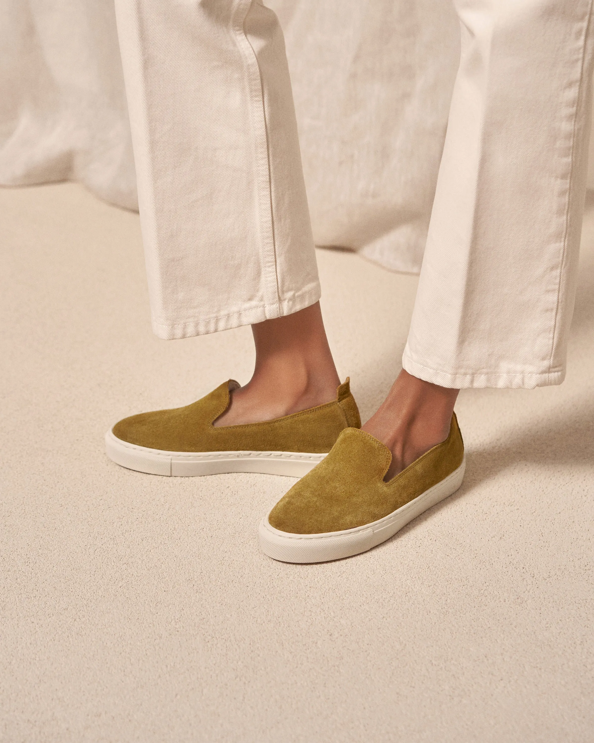 Suede Slip-On - R41SO - Kaki Green