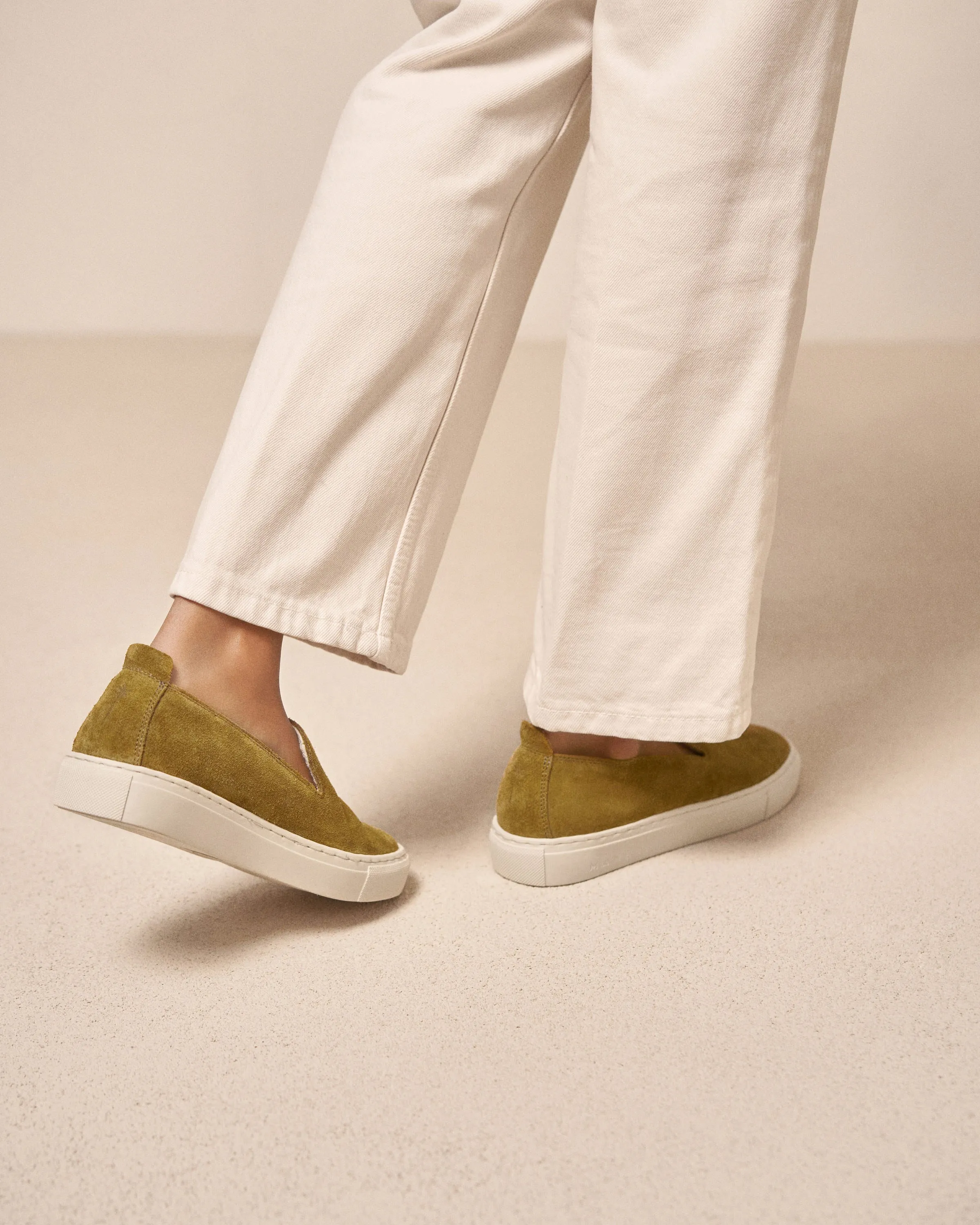 Suede Slip-On - R41SO - Kaki Green