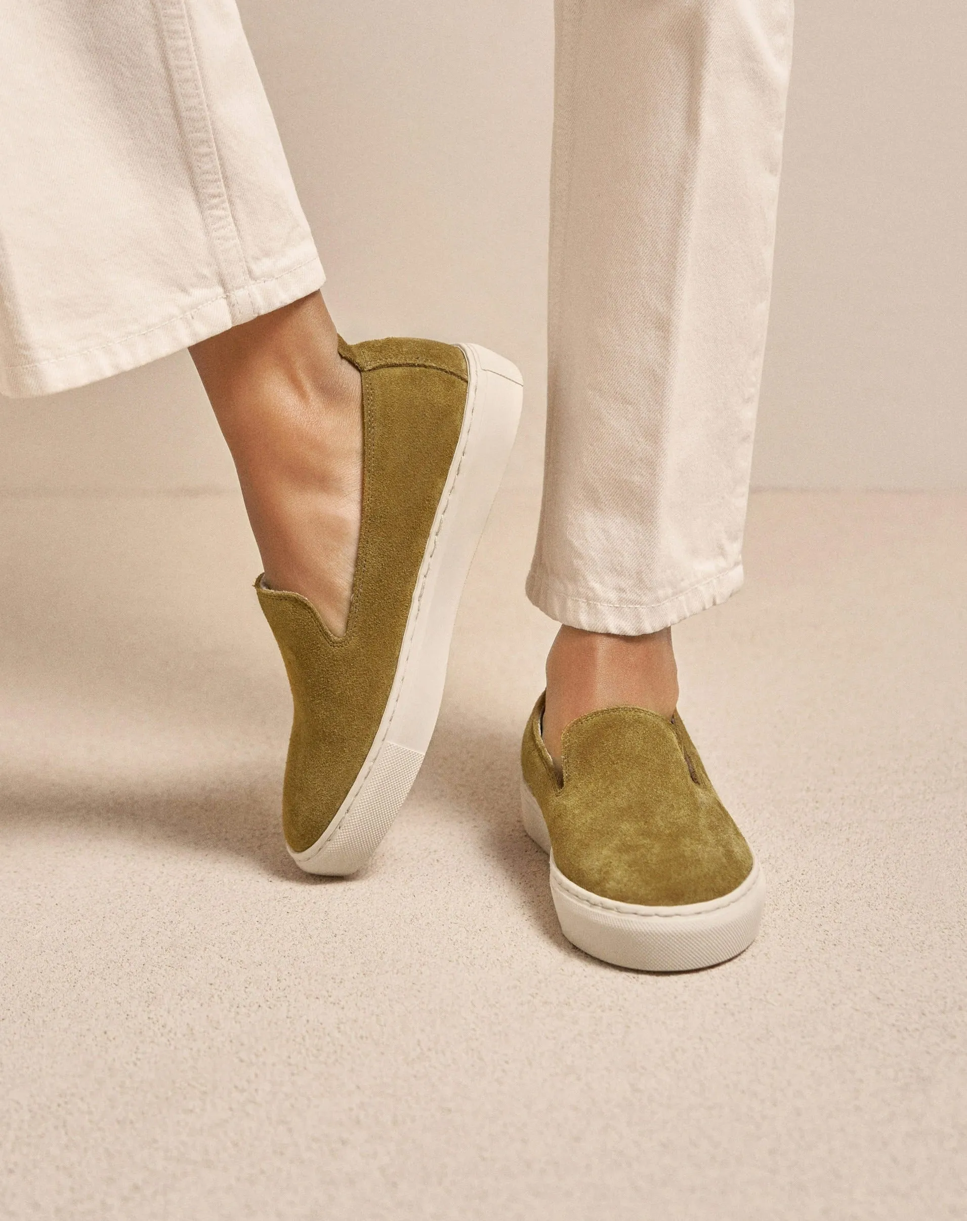 Suede Slip-On - R41SO - Kaki Green