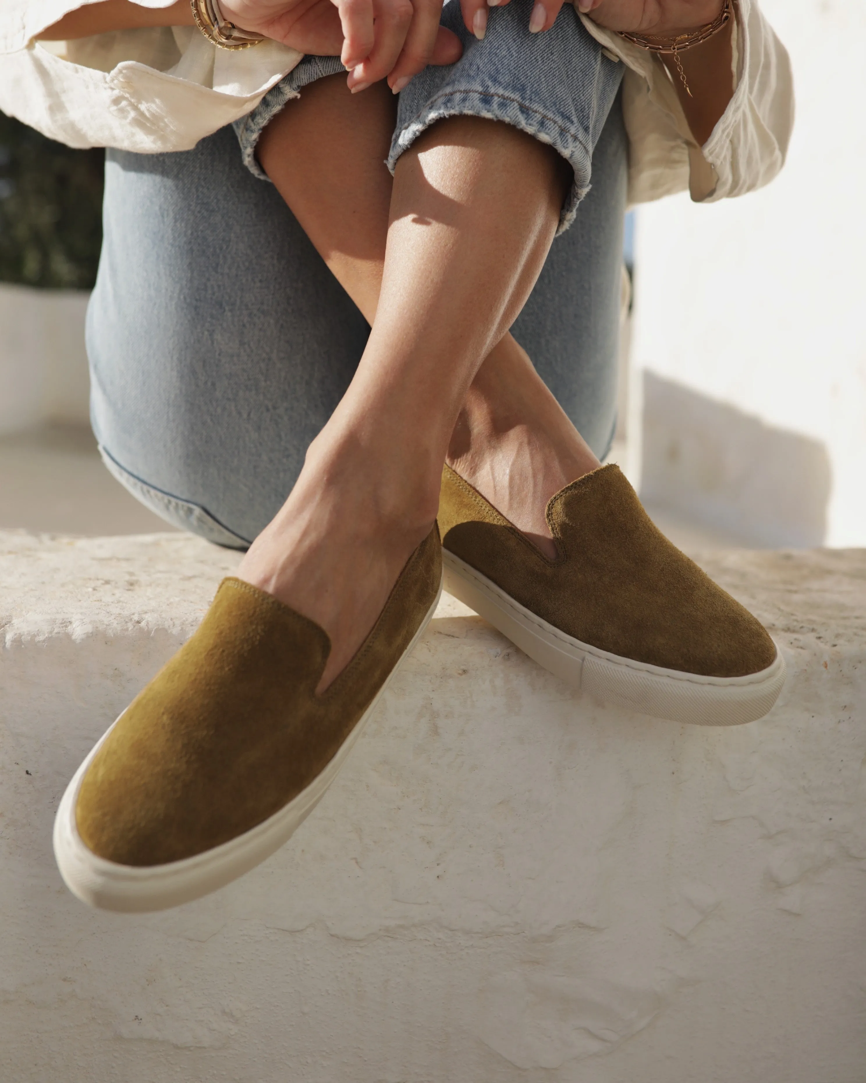 Suede Slip-On - R41SO - Kaki Green