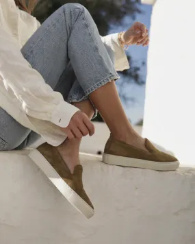Suede Slip-On - R41SO - Kaki Green