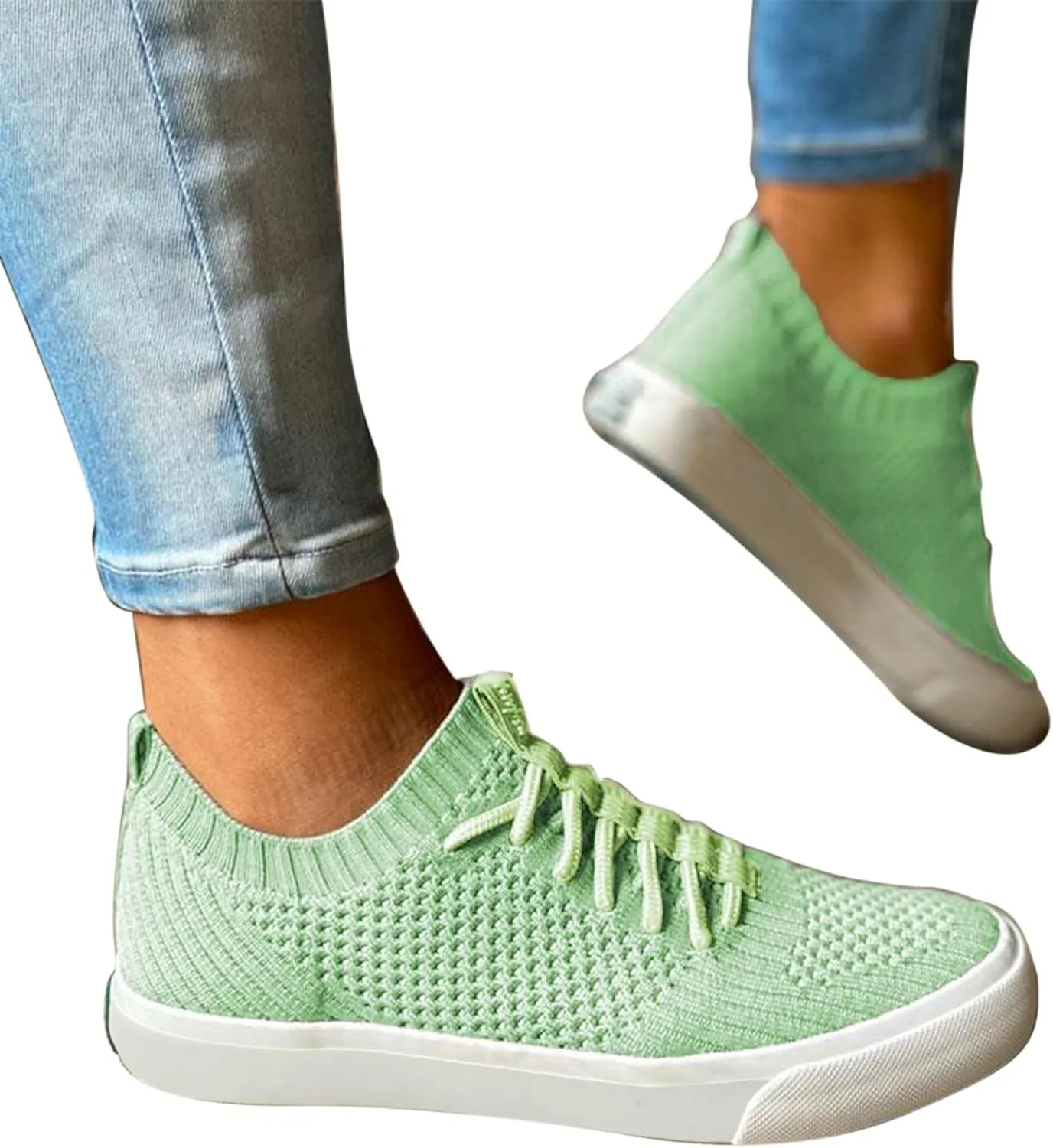 Walking Shoes for Women,Lace Up Breathable Sneakers Canvas Slip on Walking Running Shoes Office Loafers Comfort Tennis Shoes