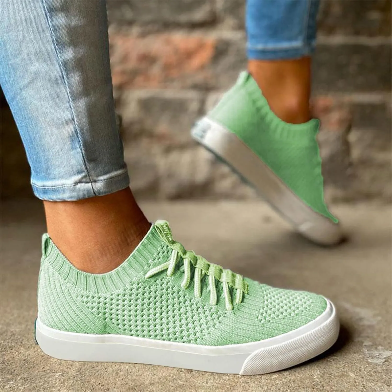 Walking Shoes for Women,Lace Up Breathable Sneakers Canvas Slip on Walking Running Shoes Office Loafers Comfort Tennis Shoes