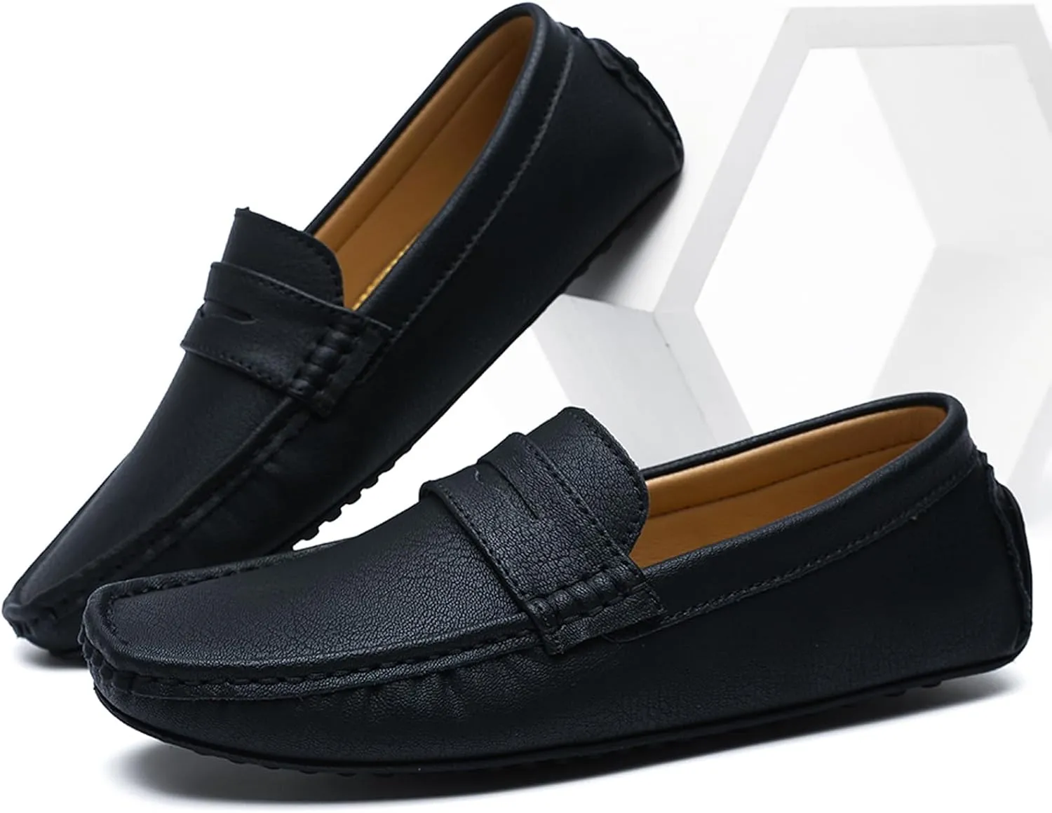 WUIWUIYU Men's Penny Loafers Moccasin Driving Shoes Slip Ons Casual Leather Flats Boat Shoes