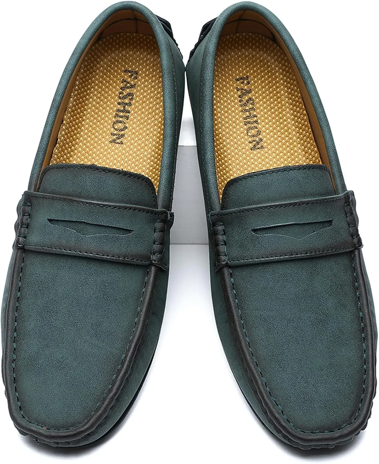 WUIWUIYU Men's Penny Loafers Moccasin Driving Shoes Slip Ons Casual Leather Flats Boat Shoes