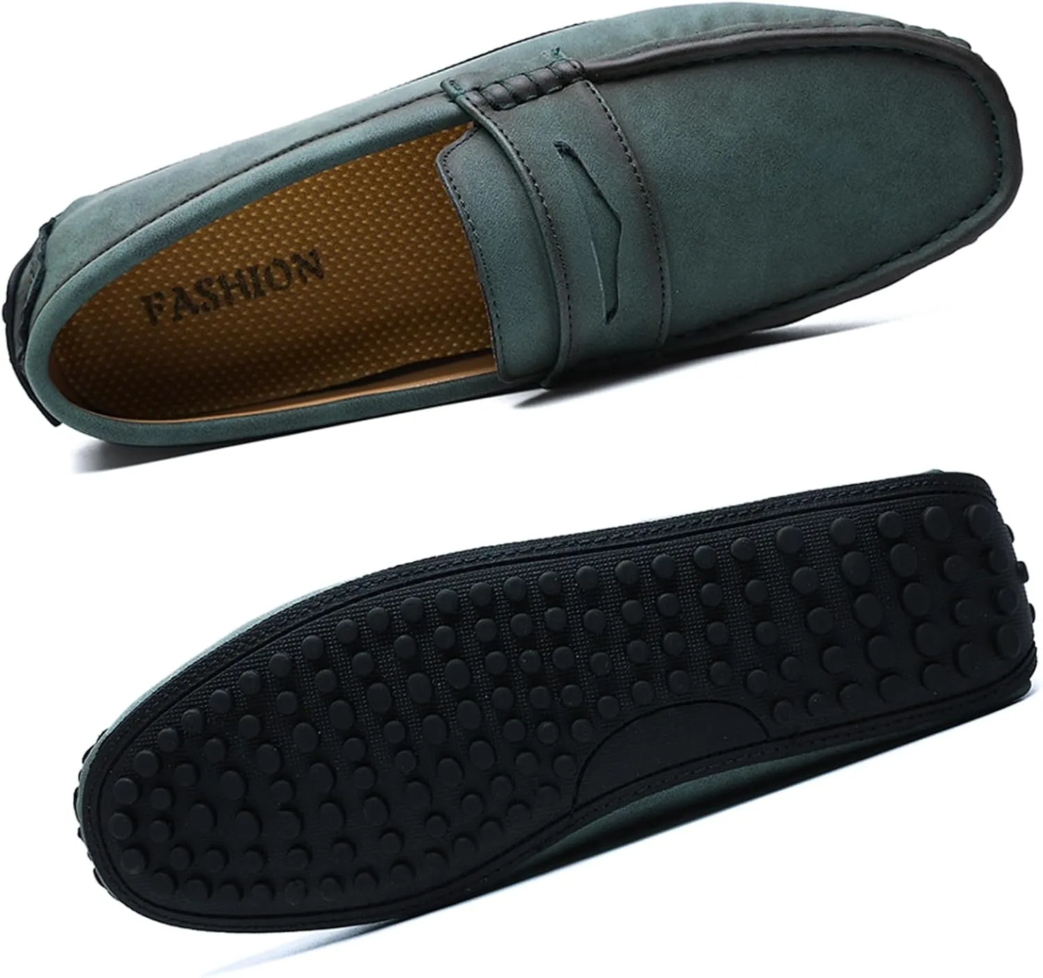 WUIWUIYU Men's Penny Loafers Moccasin Driving Shoes Slip Ons Casual Leather Flats Boat Shoes